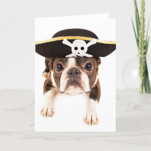 Carte Chien de Boston Terrier habillé en tant que pirate