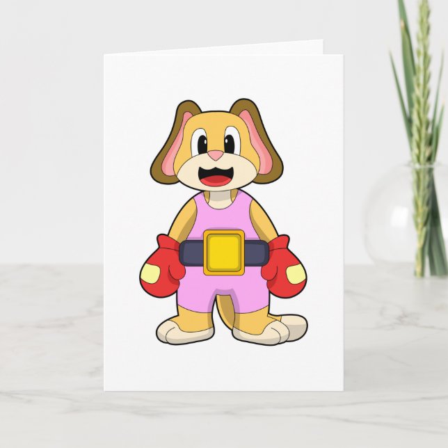 Carte Chien de boxe avec gants de boxe (Devant)