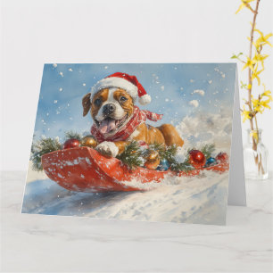 Carte Chien de boxe dans la corniche laissez-le neiger N