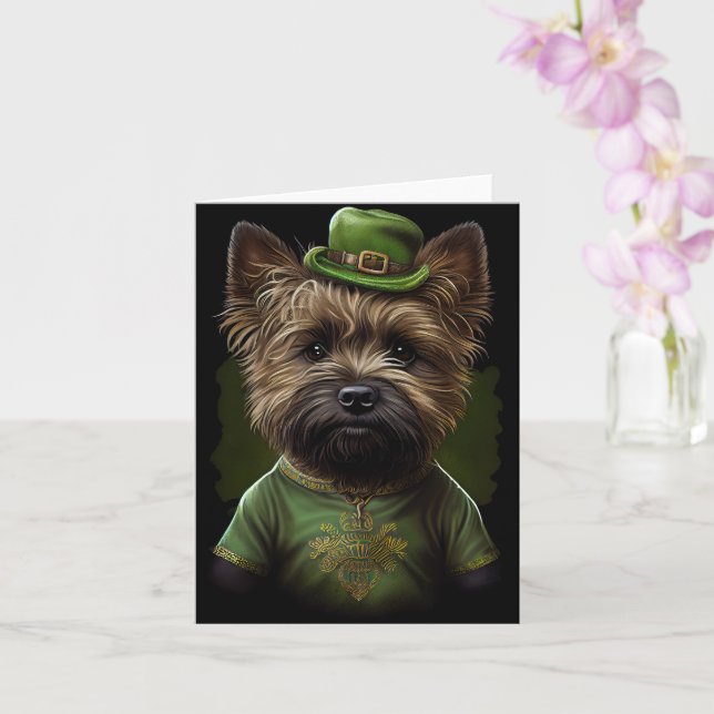 Carte Chien de Cairn Terrier en Robe de la Saint Patrick (Orchidée)