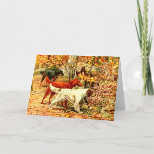 Carte Chien de canard irlandais en forêt vintage de chas