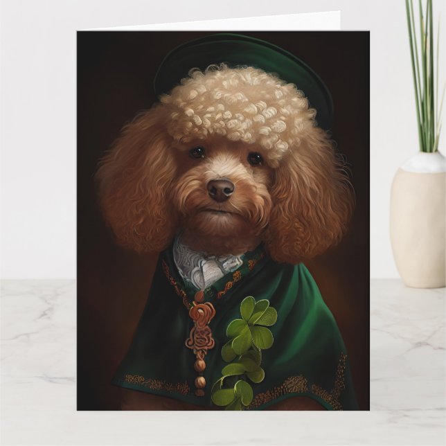 Carte Chien de caniche en tenue de jour St. Patrick (Devant)