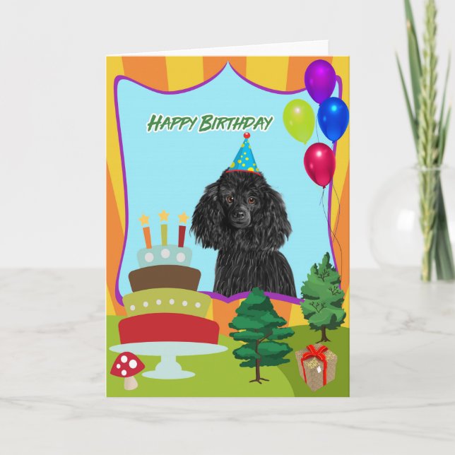 Carte Chien de caniche Joyeux anniversaire (Devant)