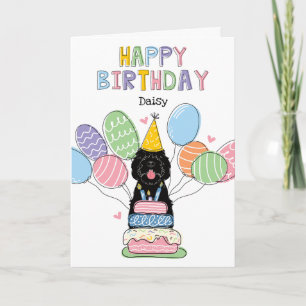 Carte Chien de caniche noir Joyeux anniversaire