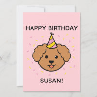 Chien de caniche | Plat d'anniversaire rose et jau