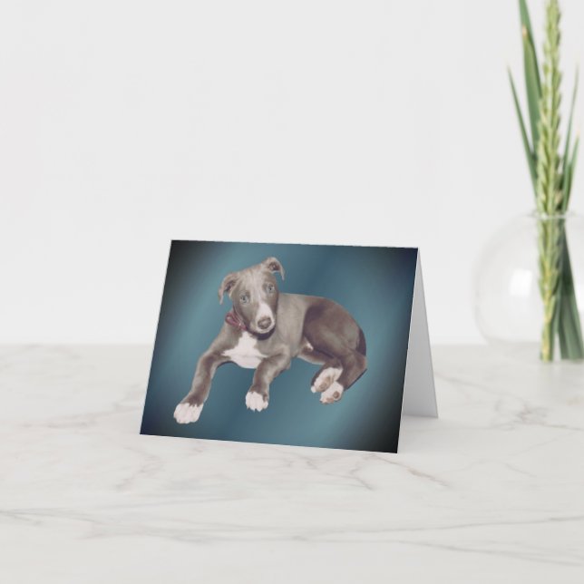 Carte Chien de chasse gris bleu personnalisé Note (Devant)