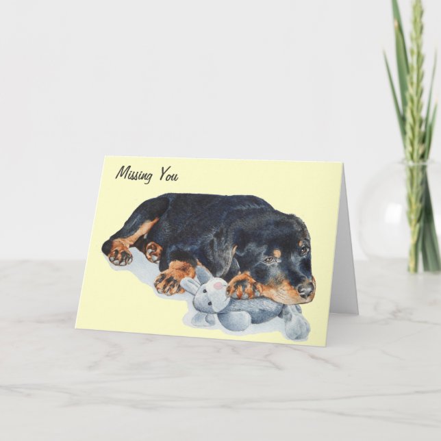 Carte chien de chiot rottweiler mignon qui vous manque (Devant)