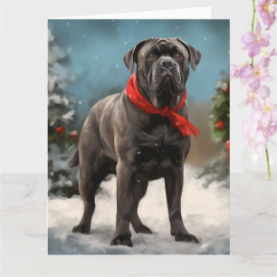 Carte Chien de Corso en canne à neige Noël