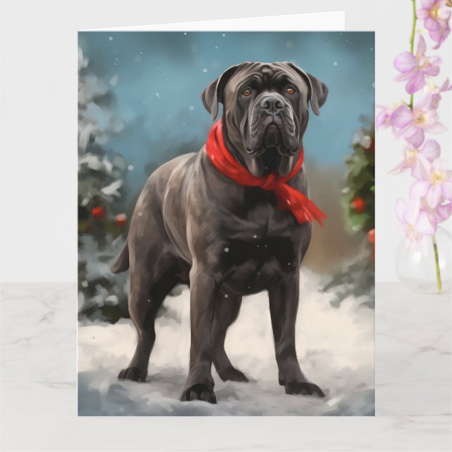 Carte Chien de Corso en canne à neige Noël (Orchidée)