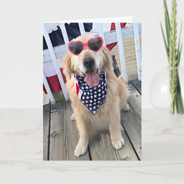 Carte Chien de golden retriever en verres de Jour de la (Devant)