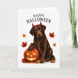 Carte Chien de Labrador au chocolat Halloween Diable Chi