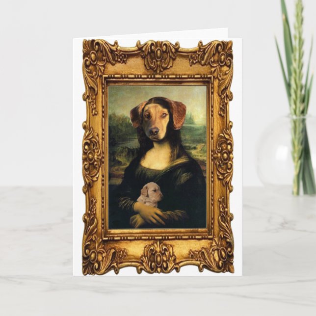 Carte Chien de Mona Lisa - Golda Lisa - Portrait célèbre (Devant)