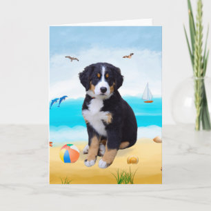 Carte Chien de montagne bernois sur la plage
