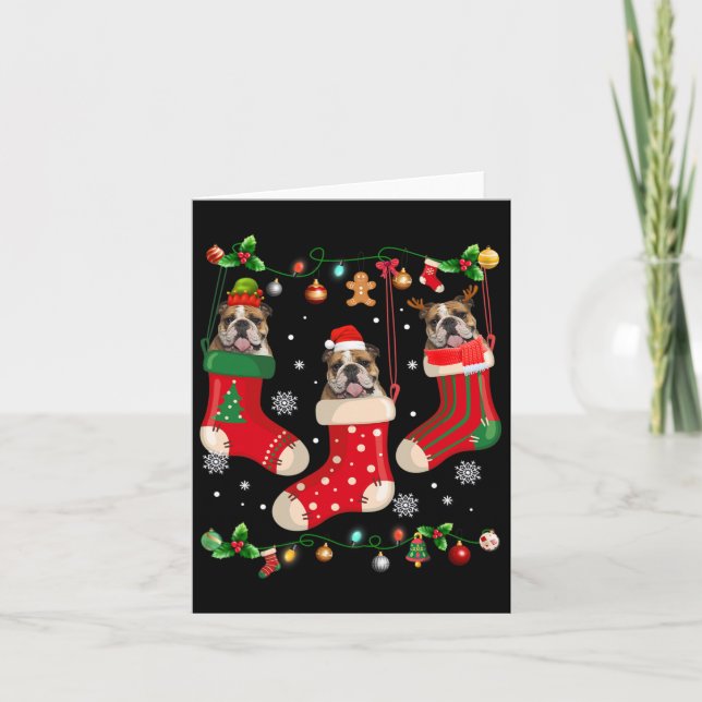 Carte Chien de Noël Anglais en choeur Père Noël X-mas Ch (Devant)