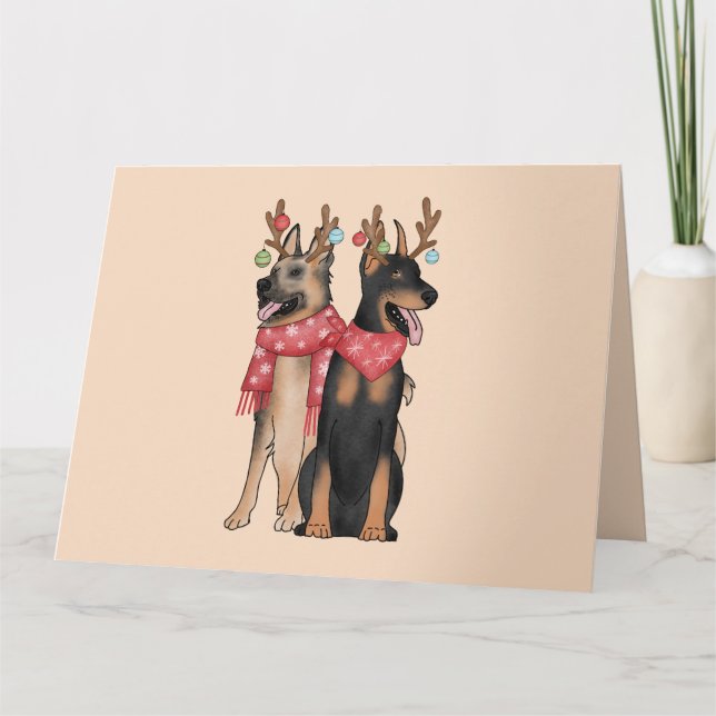 Carte Chien de Noël christmas Doberham Berger Allemand (Devant)