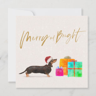 Carte Chien de Noël Dachshund Joyeux voeux