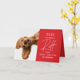 Carte Chien de Noël drôle ruff année en revue