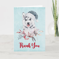 Chien de Noël Husky dans un Merci de Santa Hat