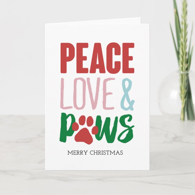 Carte Chien de Noël Puns Chiens de Père Noël Paix Amour  (Devant)
