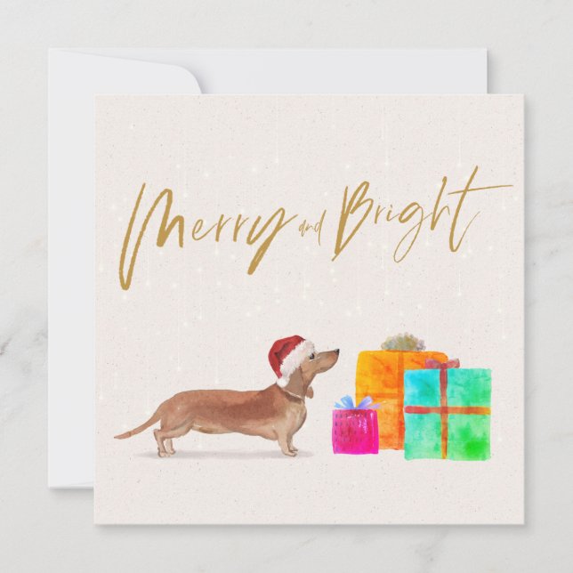 Carte Chien de Noël Tan Dachshund Salutation (Devant)