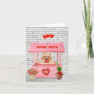 Carte Chien de Poméranie Valentine's Day Kissing Booth