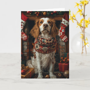 Carte Chien de Setter anglais avec les cadeaux de Noël c