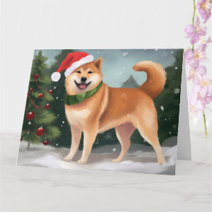 Carte Chien de Shiba Inu à Noël de neige