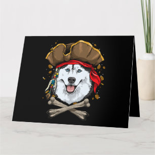 Carte Chien de Sibérie Husky Pirate Jolly roger Drapeau 