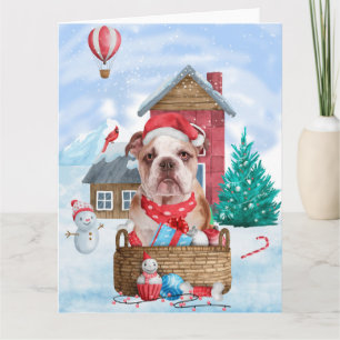 Carte Chien de taureau anglais dans la neige Maison de C