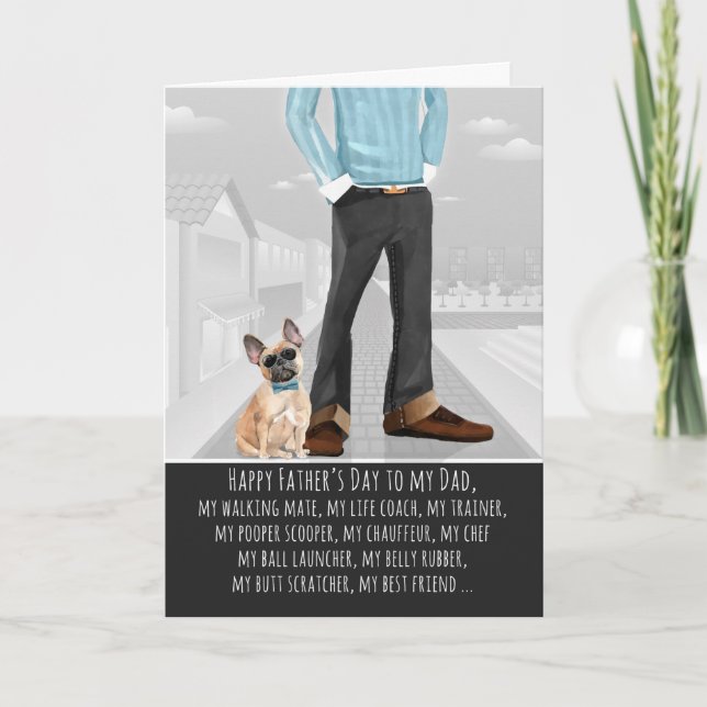 Carte Chien de taureau français de la Fête des pères des (Devant)