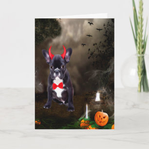 Carte Chien de taureau français en costume d'Halloween