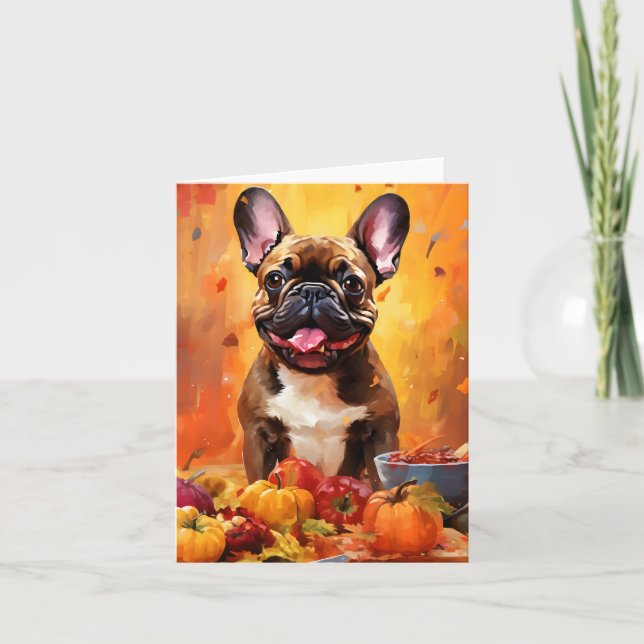Carte Chien de taureau français Thanksgiving d'automne (Devant)