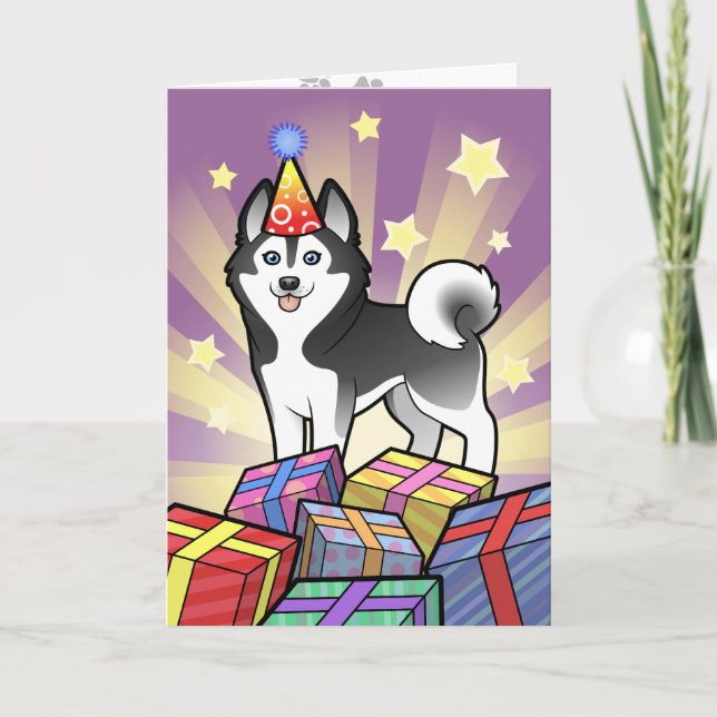 Carte Chien de traîneau sibérien d'anniversaire/Malamute (Devant)