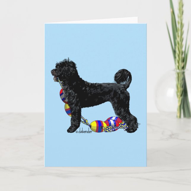 Carte Chien d'eau portugais debout avec flottaison (Devant)