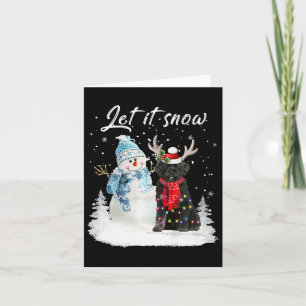 Carte Chien d'eau portugais Père Noël Chien Noël Snowman
