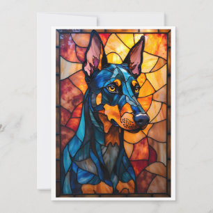 Carte Chien Doberman à plat de style vitrail