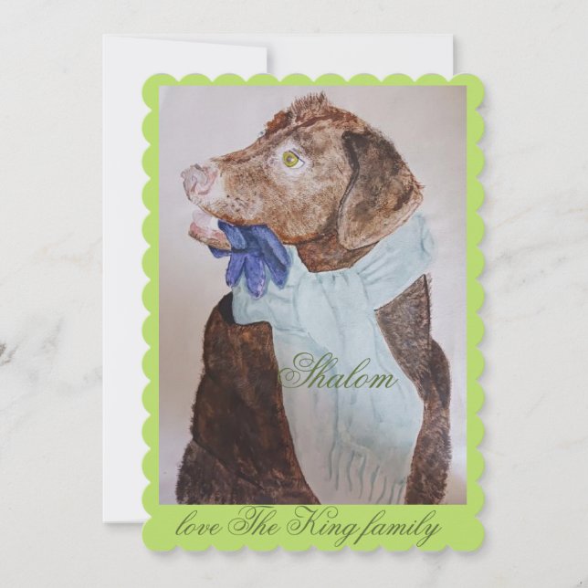 Carte chien doux avec gants et écharpe (Devant)