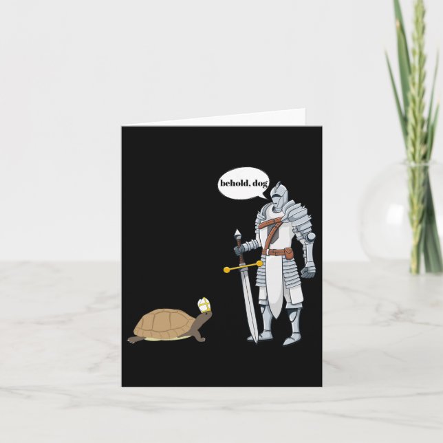 Carte Chien Drôle Tortue Portant Un Prêtre Casquette Hil (Devant)