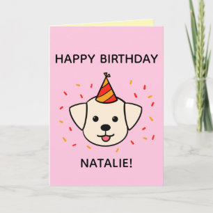 Carte Chien du Labrador   Anniversaire orange et rouge p