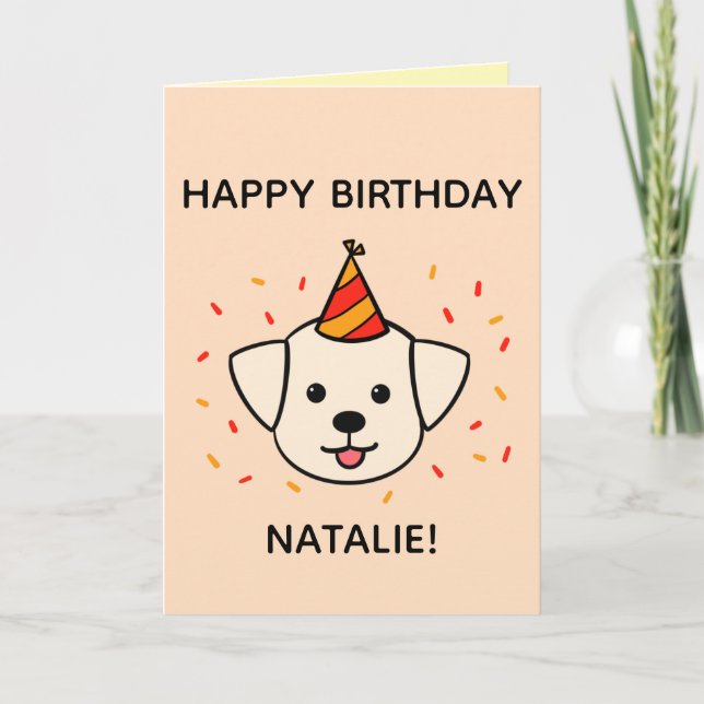 Carte Chien du Labrador | Anniversaire orange et rouge p (Devant)