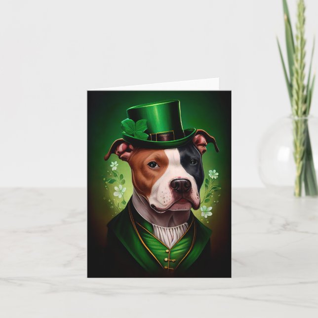 Carte Chien du Staffordshire américain à la St. Patrick' (Devant)