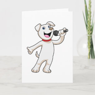 Carte Chien en chantant avec microphone