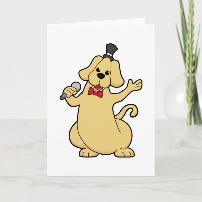 Carte Chien en chanteur avec microphone (Devant)