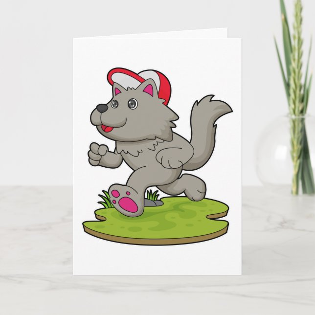 Carte Chien en coureur avec casquette (Devant)