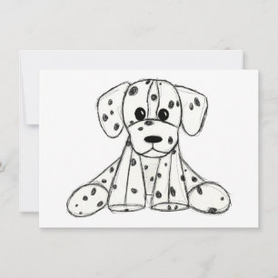 Carte Chien en dalmate dessin simple noir
