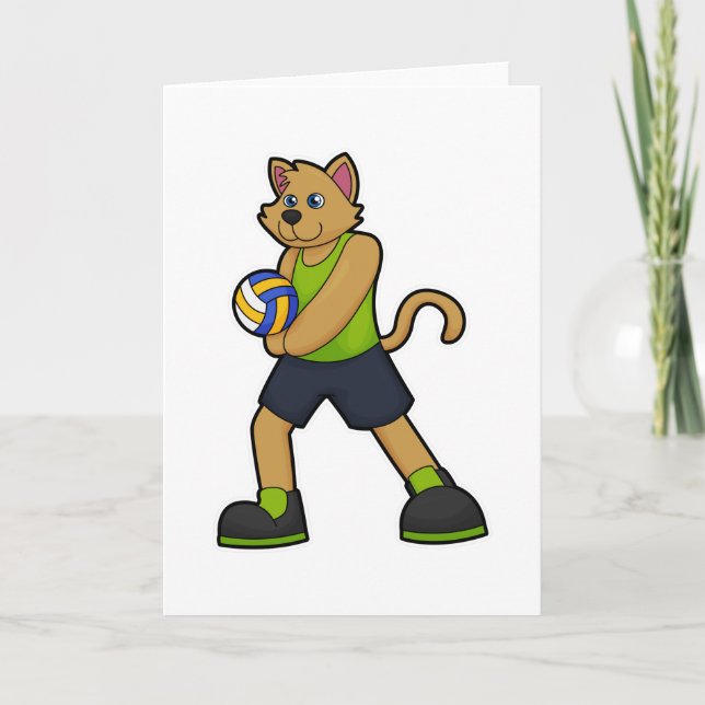 Carte Chien en joueur de volley-ball avec ballon de voll (Devant)