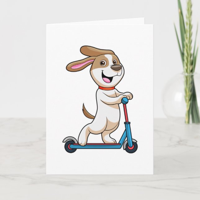 Carte Chien en motard avec scooter (Devant)