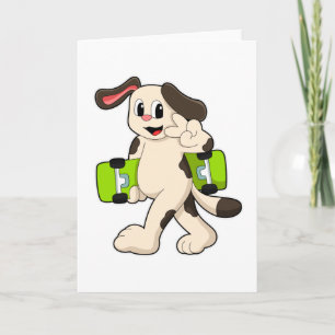 Carte Chien en Skate avec Skateboard