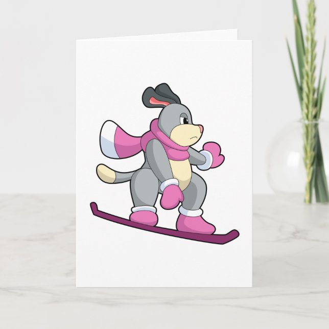 Carte Chien en snowboardeur avec son snowboard (Devant)