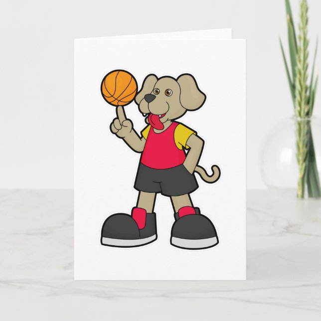 Carte Chien en tant que joueur de basket-ball avec ballo (Devant)
